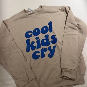 Jerzees Cool Kids Cry Graphic Sweatshirt Beige Size Small